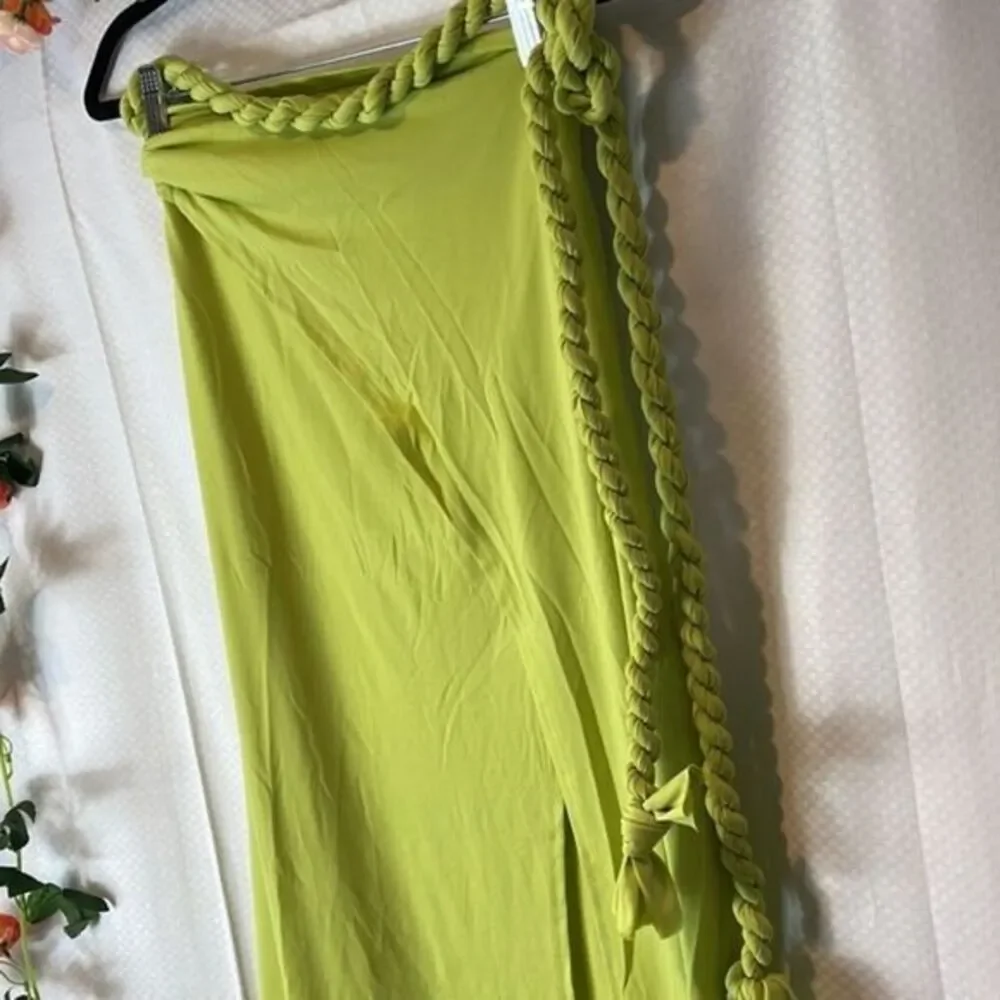 Micas Braided Waist Tie Wrap Skirt or Cover-Up Lime Green‎ Size M